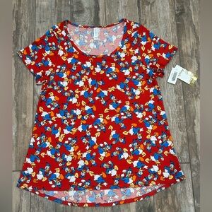 NWT LulaRoe Disney Donald Duck Print Classic T Shirt Womens L Red Blue White